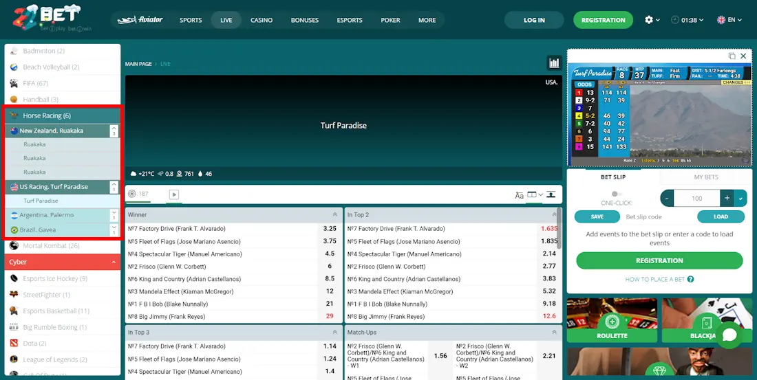 22Bet Horse Racing Betting Screenshot
